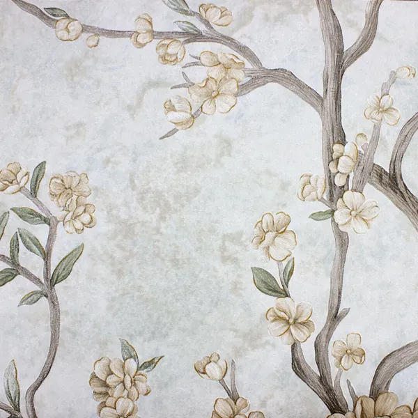 Papel de parede Floral Marrom, Amarelo e Verde com Brilho