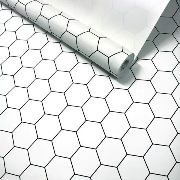 Papel de parede Geométrico Colmeia Branco e Preto
