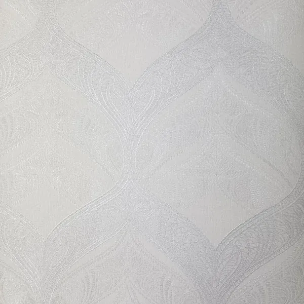 Papel de parede Geométrico Colonial Off-White e Cinza Brilho