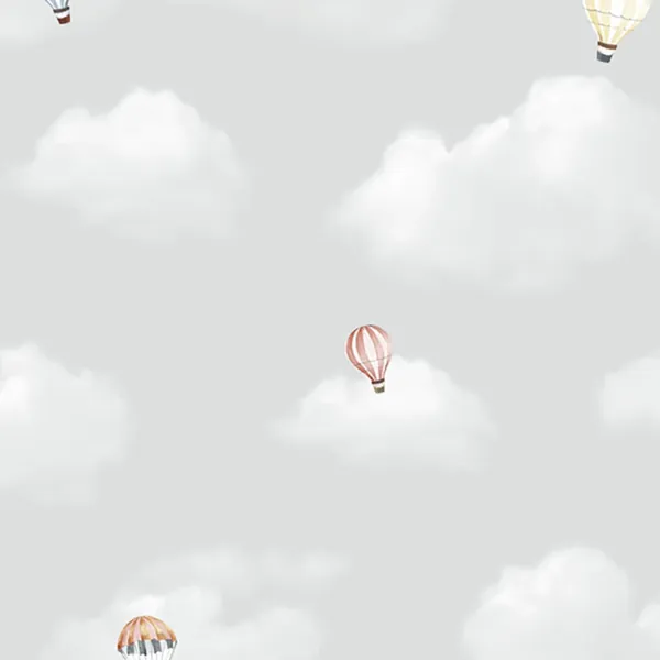 Papel de parede Balão e Nuvem Cinza e Colorido