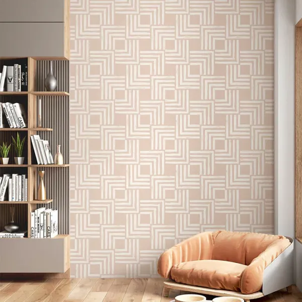 Papel de parede Painel Geométrico Bege Rosado