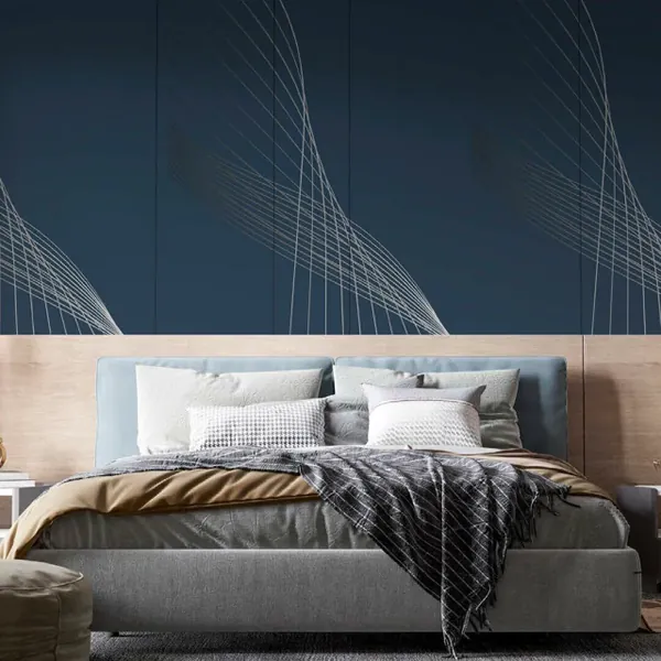 Papel de parede Painel Linhas Abstratas Azul e Cinza