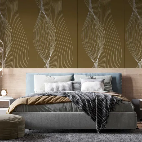 Papel de parede Painel Linhas Abstratas Marrom e Branco