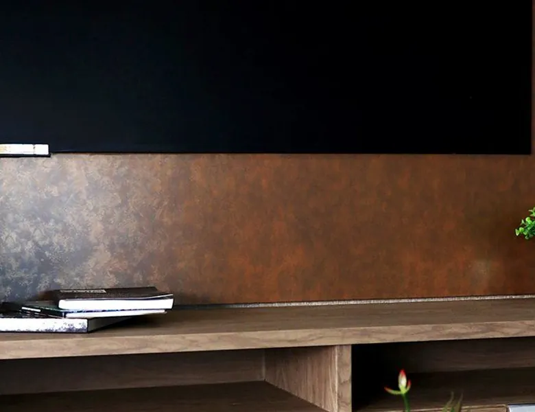 Painel de TV envelopado em aço corten